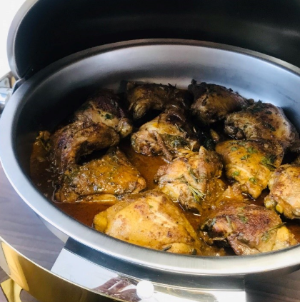Chicken in chafing dish